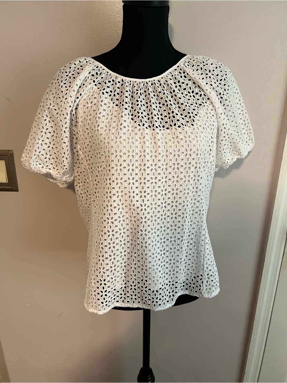 J. Crew White eyelet top.